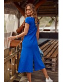 Rochie albastra coltfloare cu spatele mai lung 9865 - Magazin online - Boutique